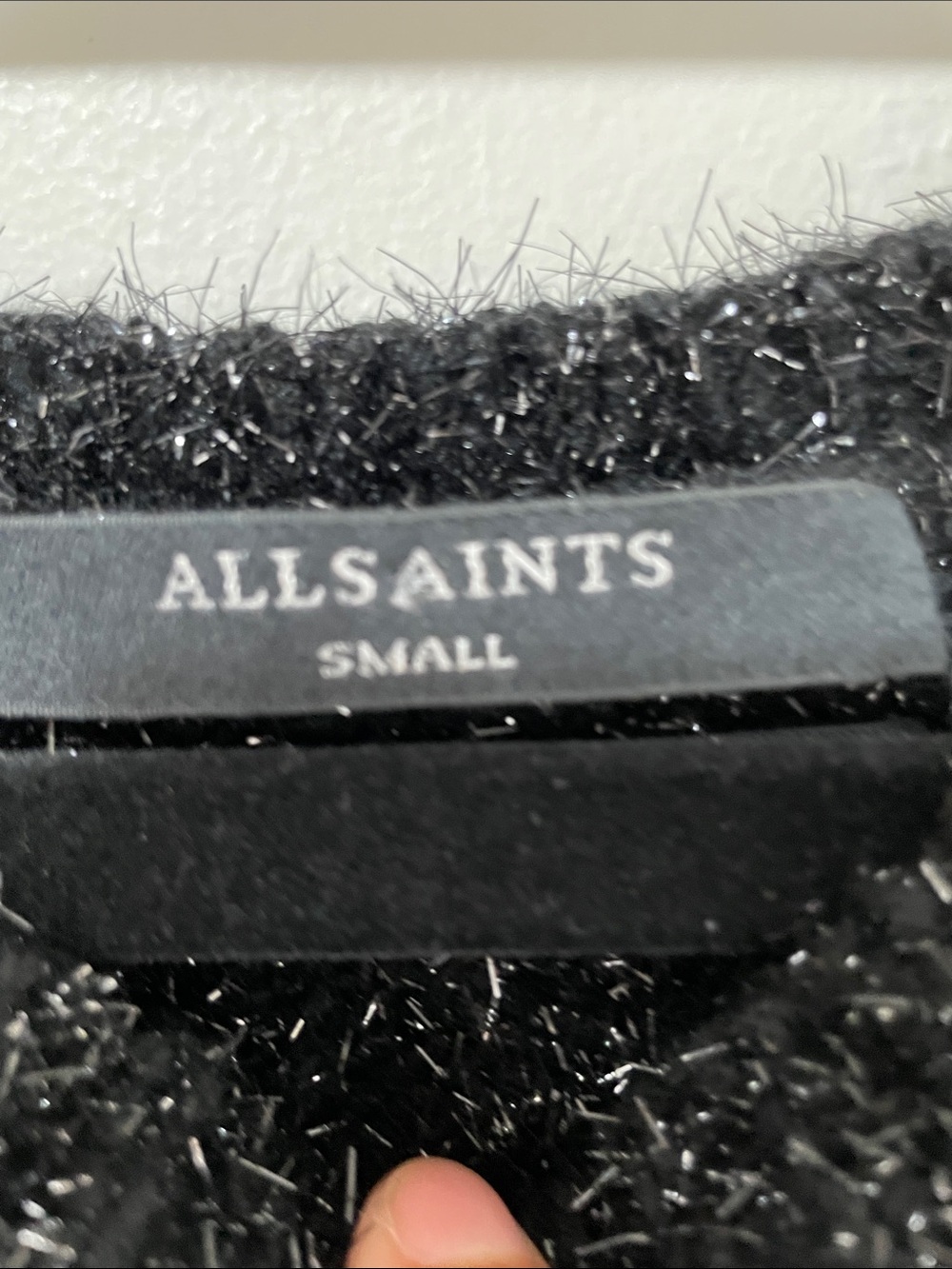 All Saints Sparkle Metallic Black Scoop Neck Knit Sweater - Picture 3 of 16